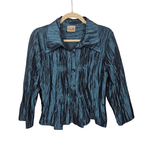 Noelle Womens Jacket Size 8/10 Crinkle Button Front Blazer Event Dressy Retro - Picture 1 of 5